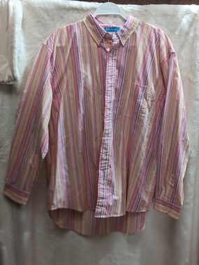 fresh produce Pink, Yellow and Cream Striped Button-Down Shirt